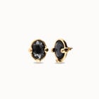 Studs with black oval faceted crystals